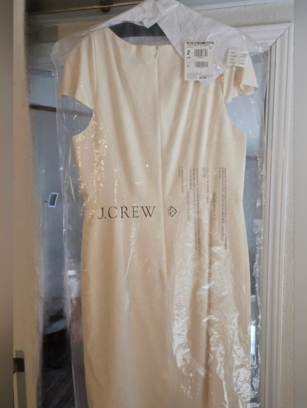 J. Crew Cream Cap-Sleeve Midi Sheath Dress